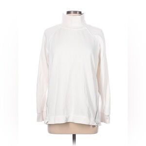 🩷 workshop republic clothing white turtleneck sweater with silver zippers